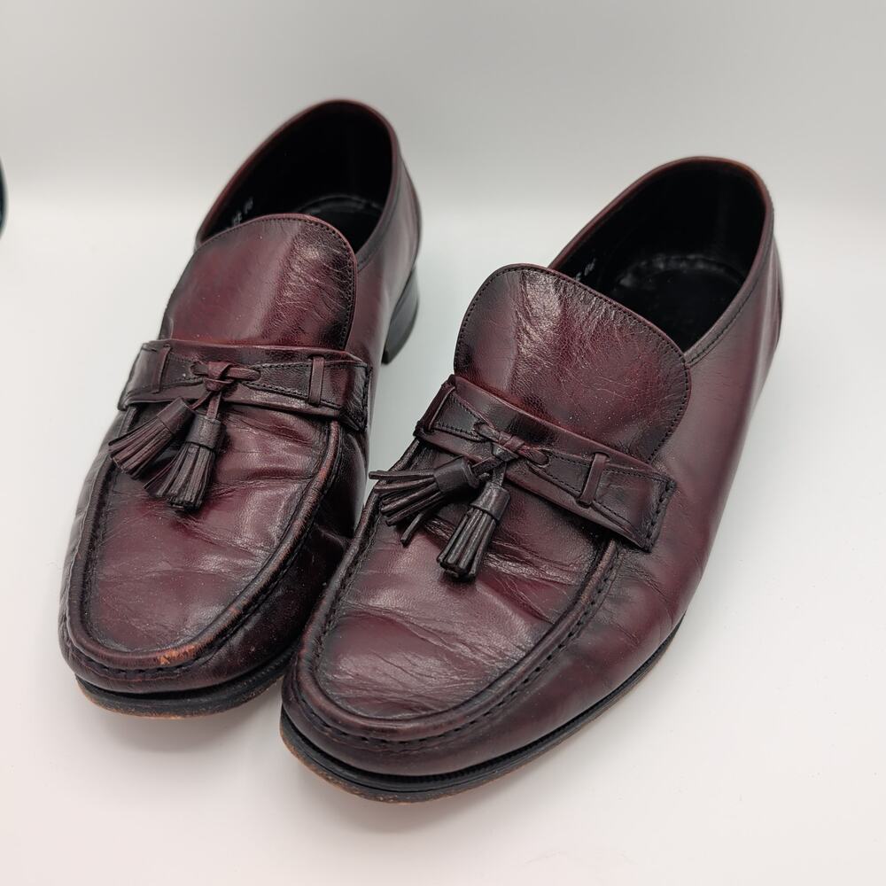 Florsheim Como Burgundy Leather Tassel Loafers Slip On Dress Shoes Men's 10 E